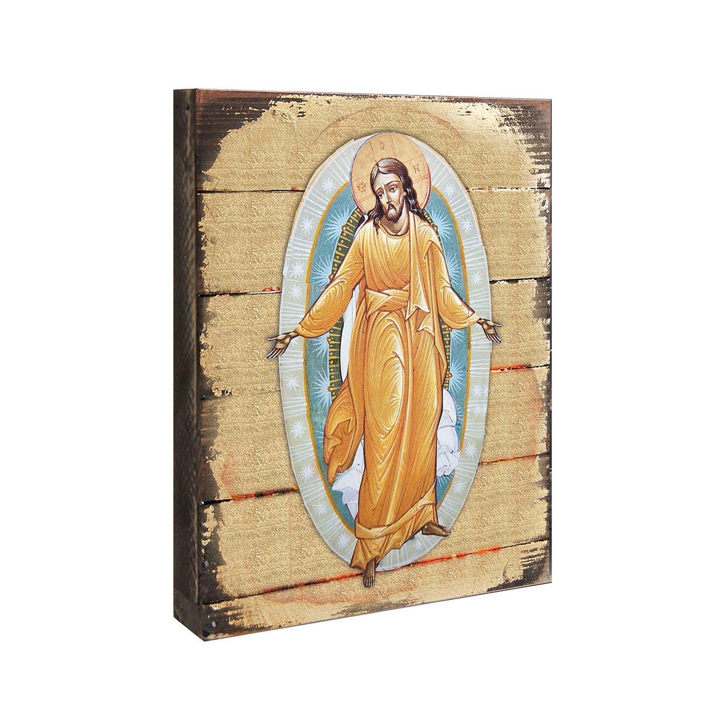 Resurrection Wooden Gold Plated Religious Christian Sacred Icon - Inspirational Icon Decor - 85059