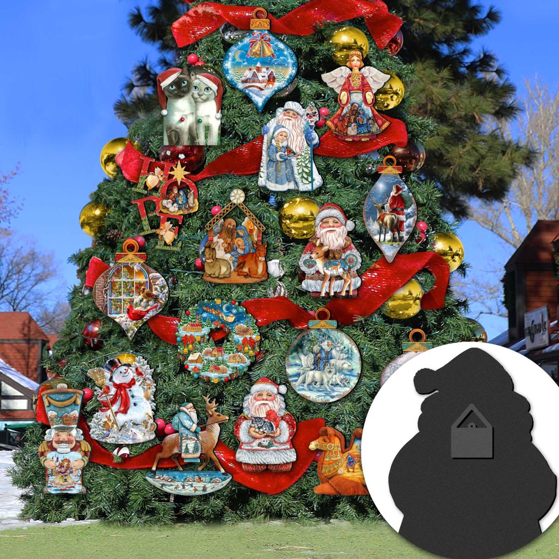 Santa Nesting Doll Christmas Outdoor Decor Large Ornament by G. DeBrekht - Christmas Santa Snowman Decor - 8115060M
