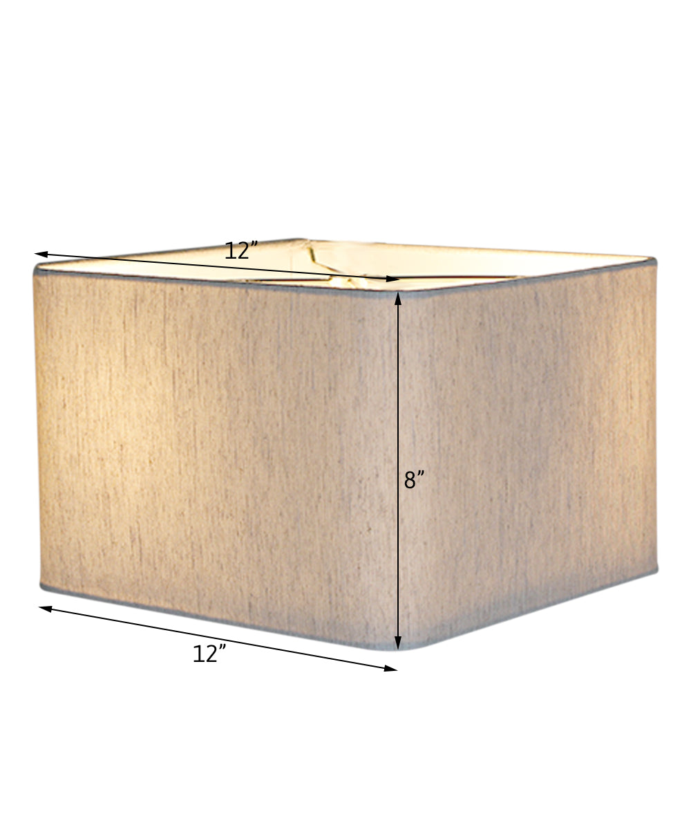 12x12x8 Rounded Corner Premiere Hardback Shallow Square Drum Lampshade Textured Oatmeal