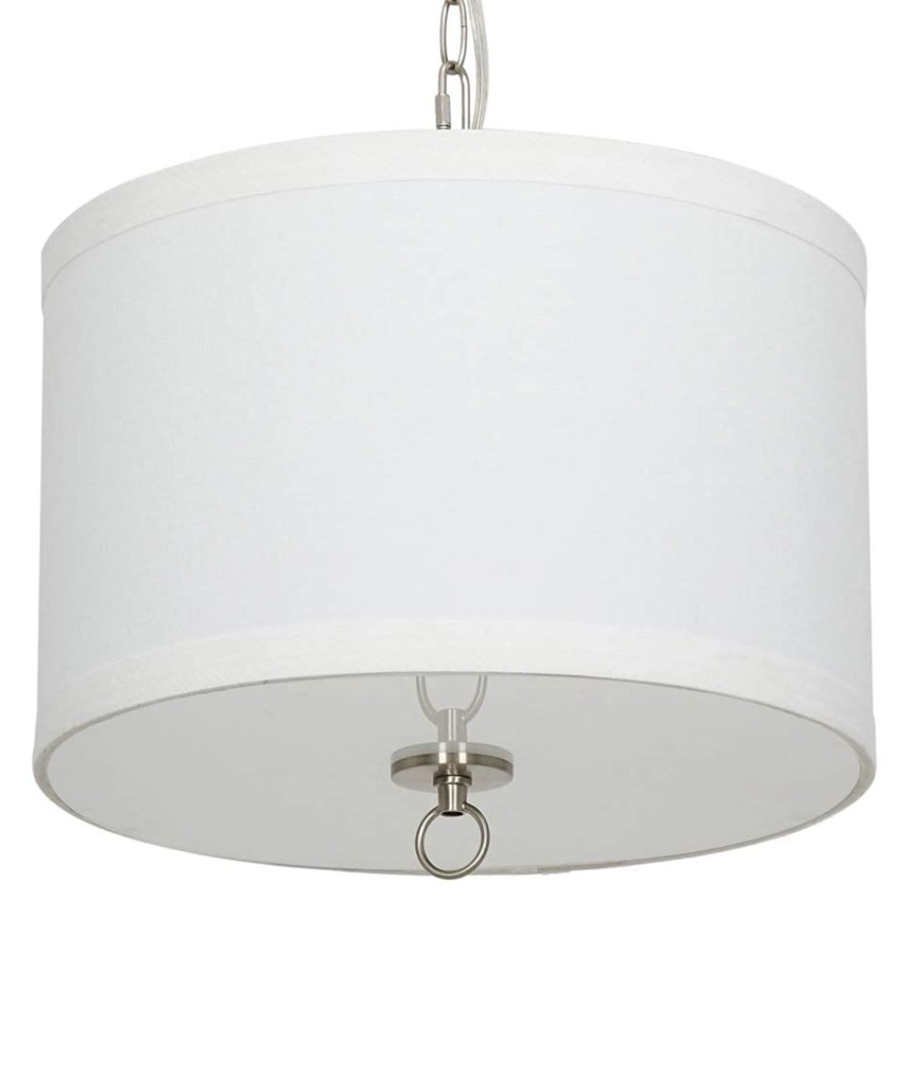 14"W Light Pendant Brushed Nickel Finish with Oatmeal Linen Shade