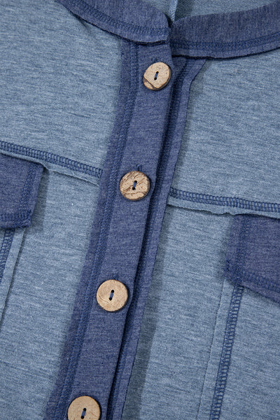 Beau Blue Patchwork Pocket Short Sleeve Jumpsuit