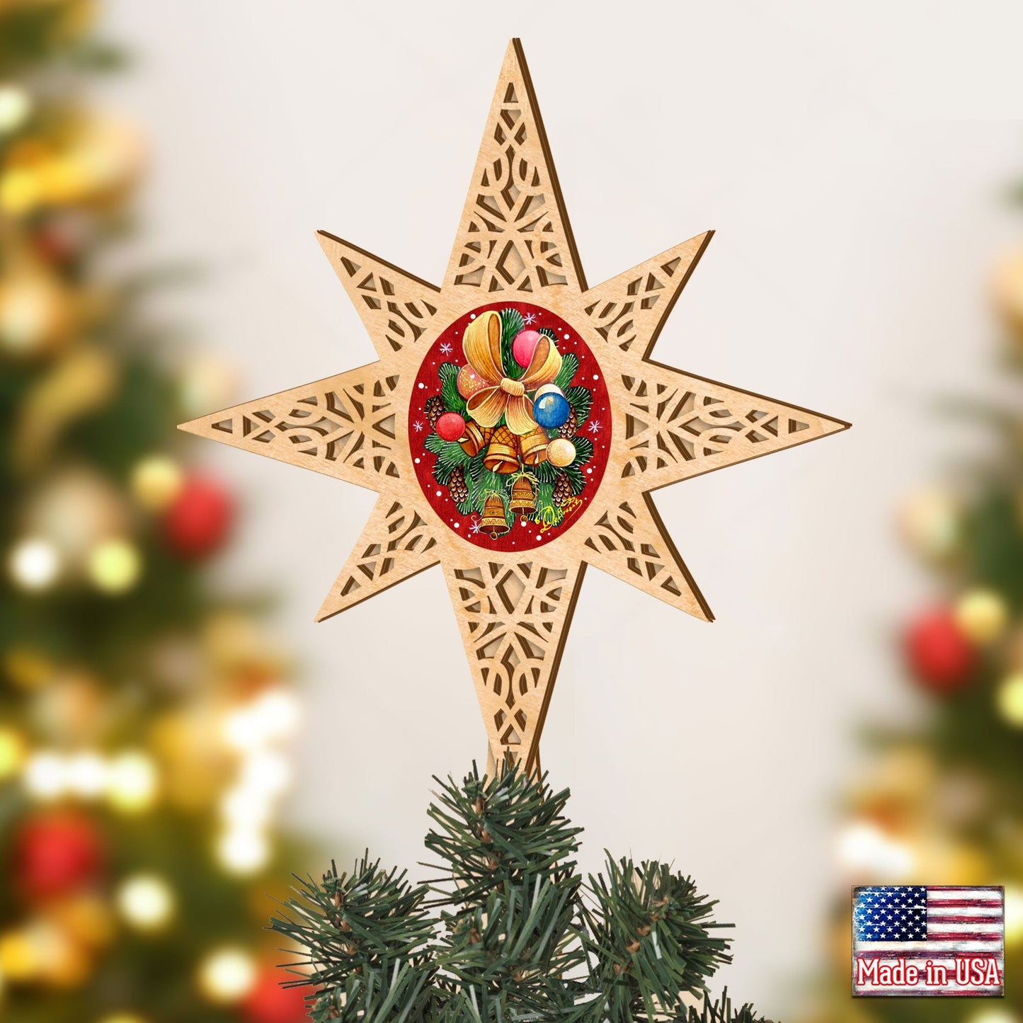 Christmas Bells Tree Topper by D. Gelsinger - Designocracy - 89496