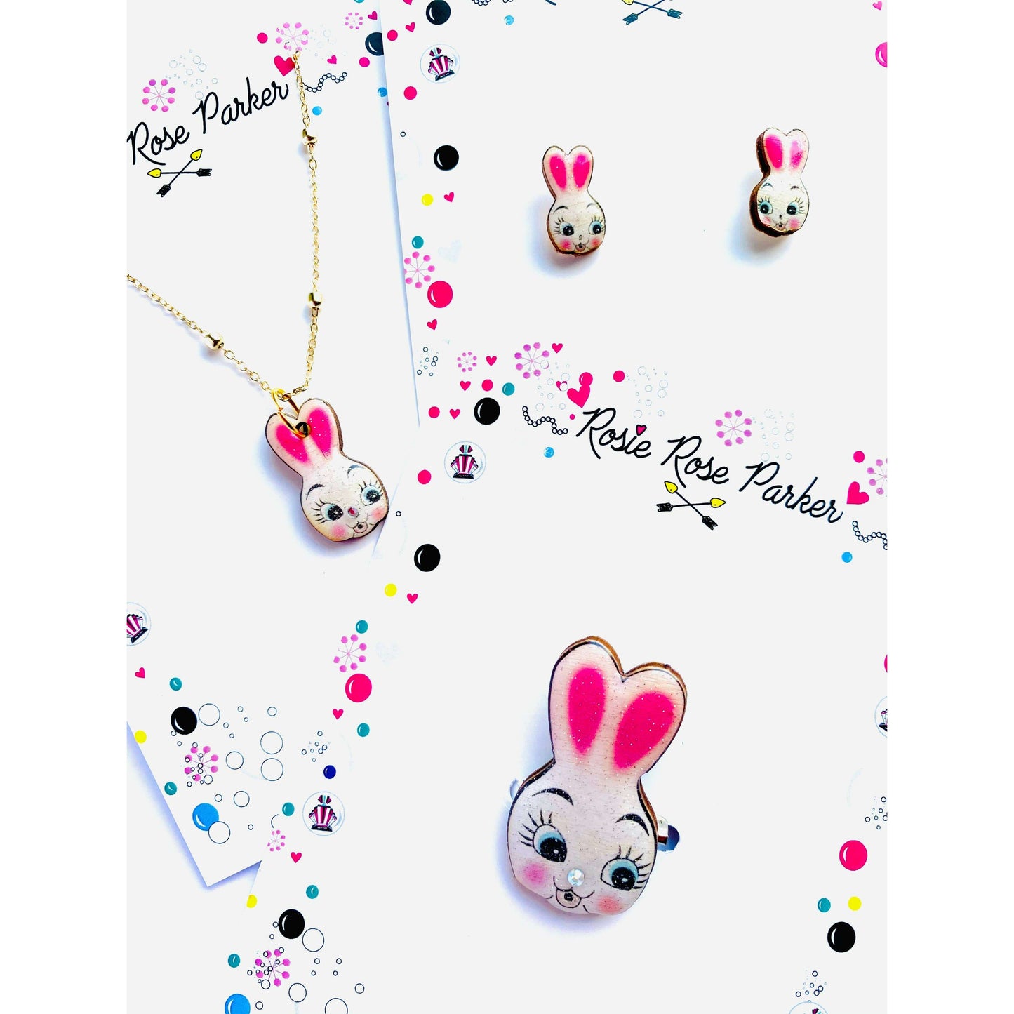 Dainty Easter Rabbit Pin/ Brooch by Rosie Rose Parker