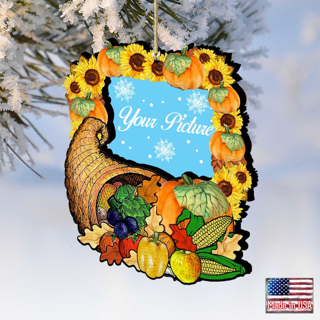 Give A Thanks Thanksgiving Picture Frame Ornaments - Ornament for Photo - Thanksgiving Halloween Decor - 8158905PF