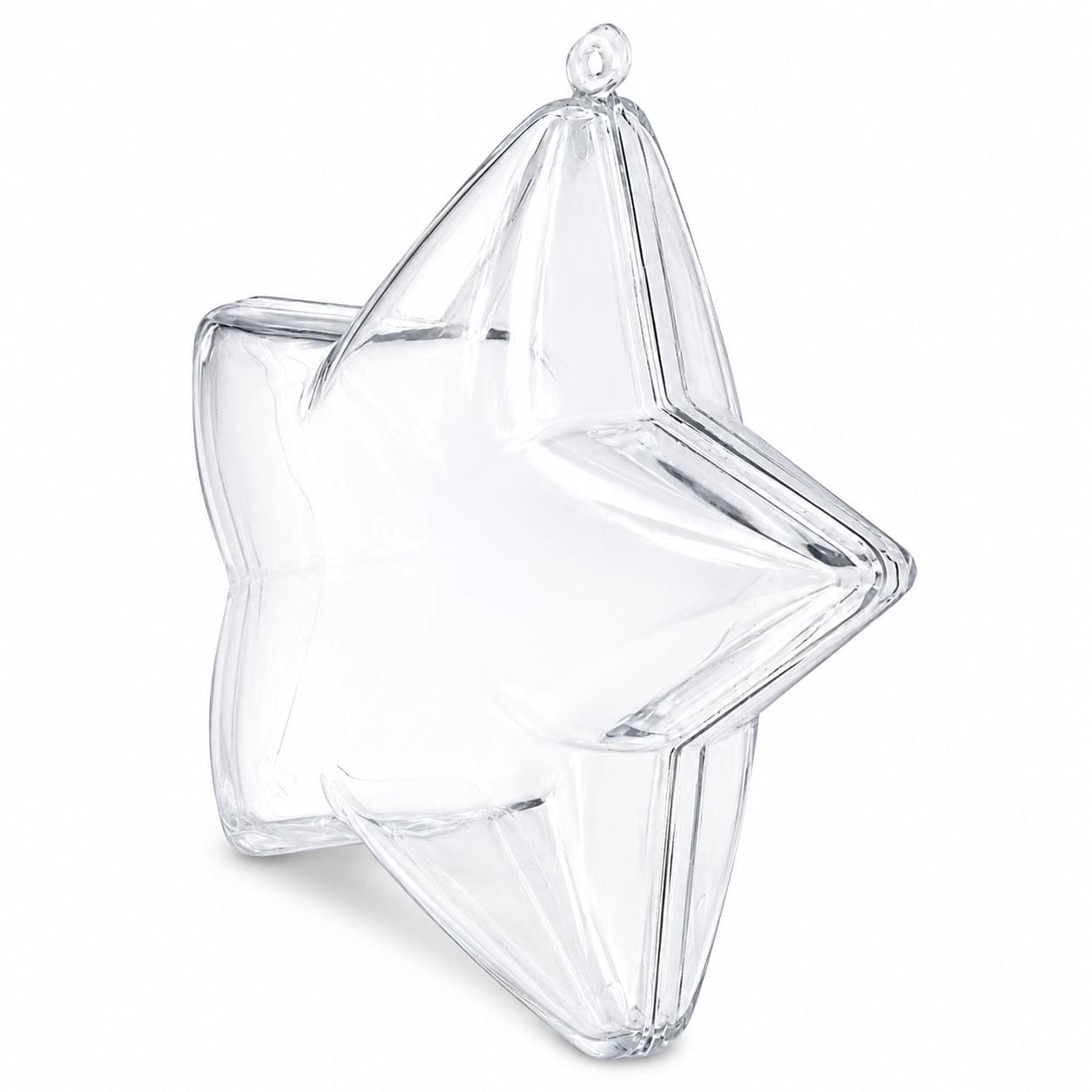 Set of 3 Clear Plastic Star Ornaments 3.25 Inches (83 mm)