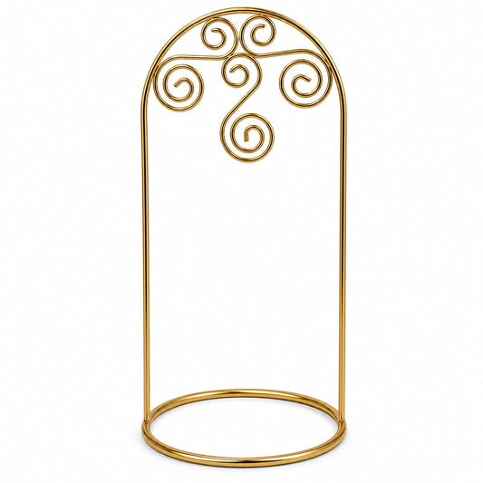 Gold Tone Metal Swirl Arch Ornament Stand Display 7.75 Inches