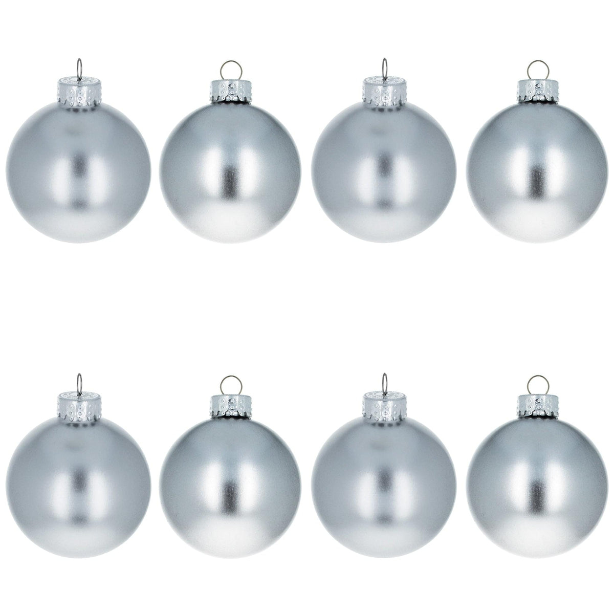 Set of 8 Shiny Silver Glass Christmas Ball Ornament DIY Craft 2.6 Inches
