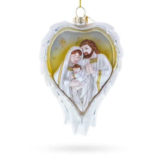 Sacred Holy Family Nativity Glass Christmas Ornament