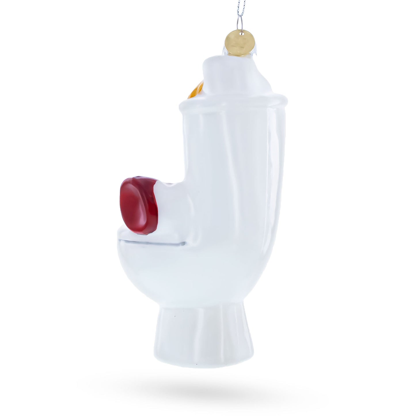 Fix It Plumber Throne with Plunger and Wrench Glass Christmas Ornament