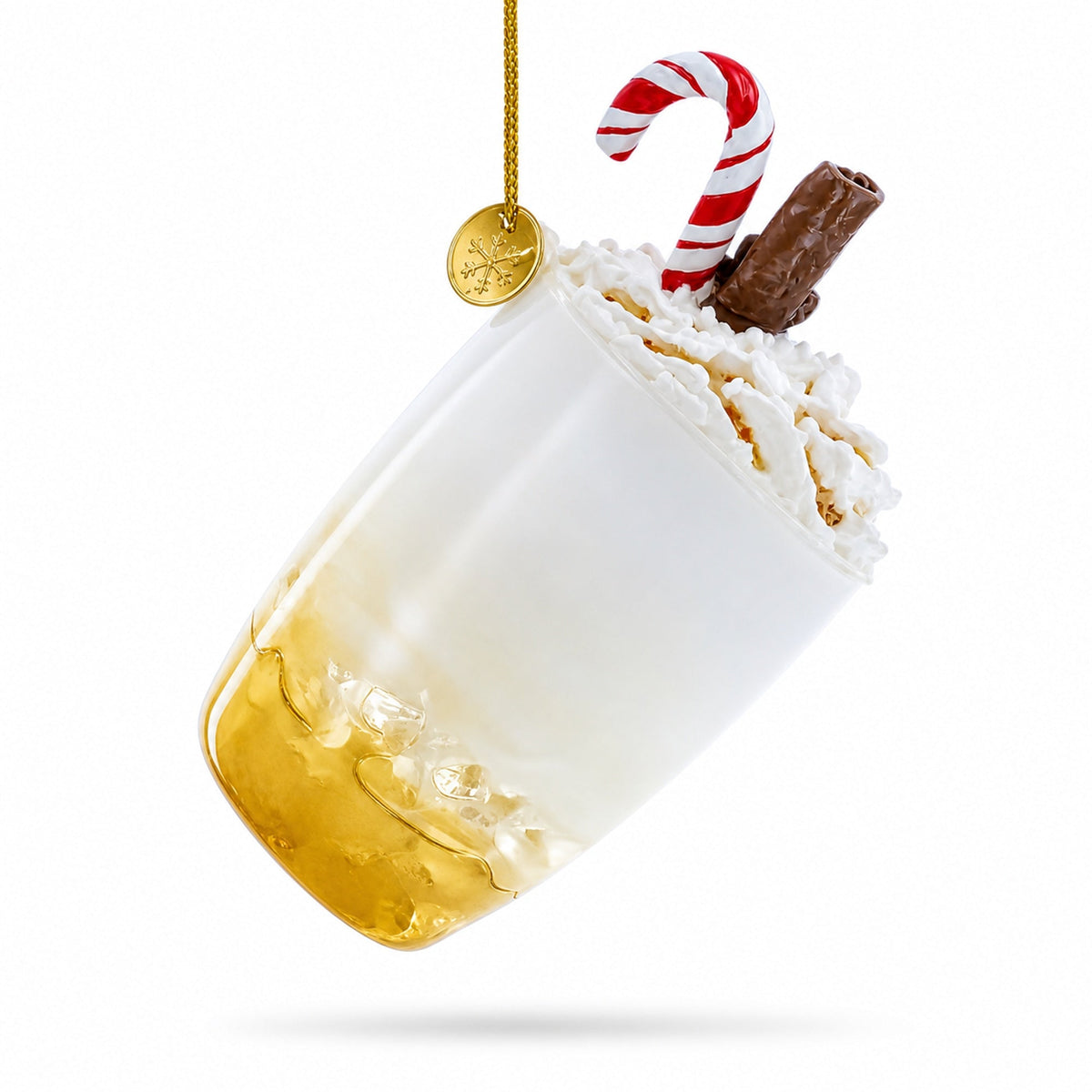 Whipped Cream Holiday Spirit Cocktail Candy Cane Glass Christmas Ornament
