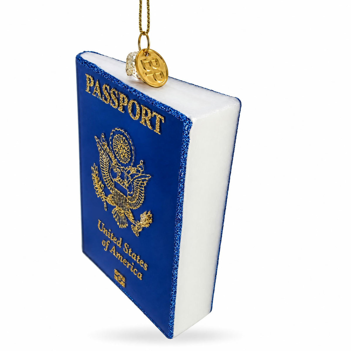 USA Travel Passport Glass Christmas Ornament