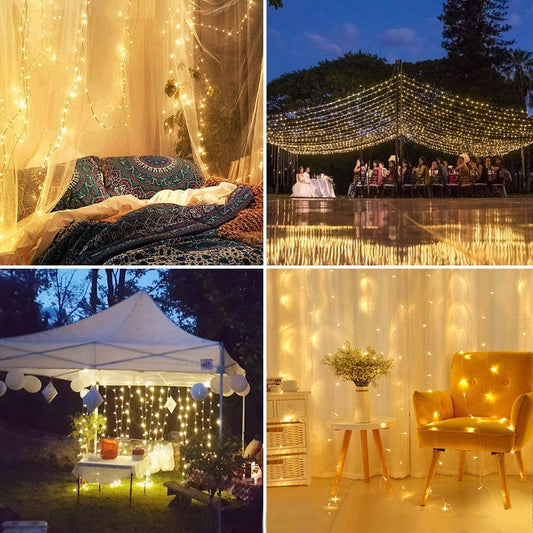 300 LED Curtain Lights copper wire - Multicolor