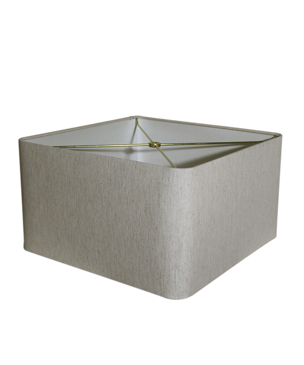 12x12x8 Rounded Corner Premiere Hardback Shallow Square Drum Lampshade Textured Oatmeal