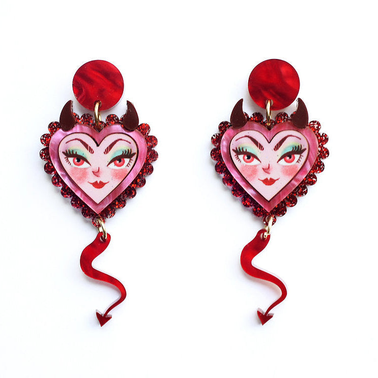 Devil Heart Earrings by Laliblue – Retro Statement Jewelry Laliblue