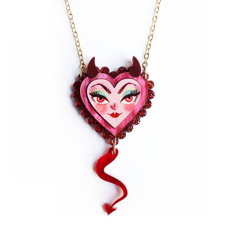 Devil's Heart Necklace by Laliblue – Retro Statement Necklace Vintage Inspired