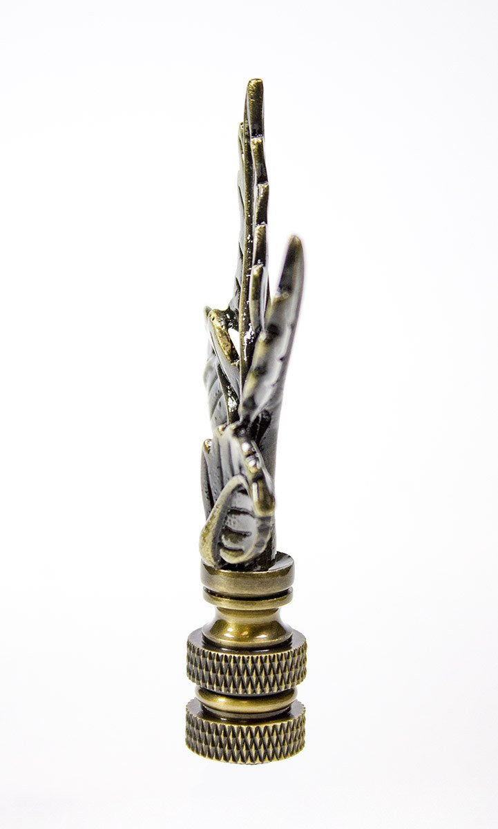 Leaves Lamp Finial Antique Brass Metal 3"h