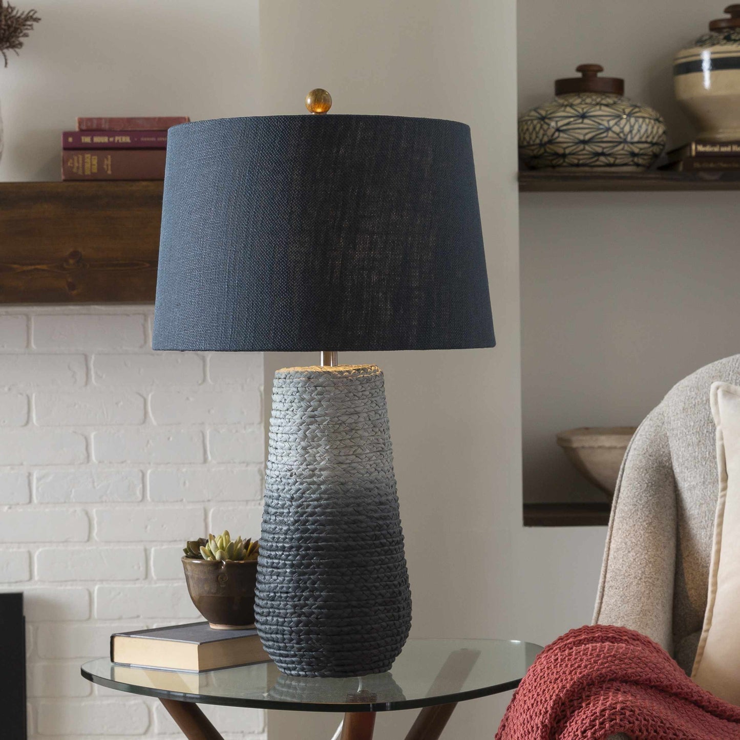 Dingras Pale Blue Jute Table Lamp - Clearance