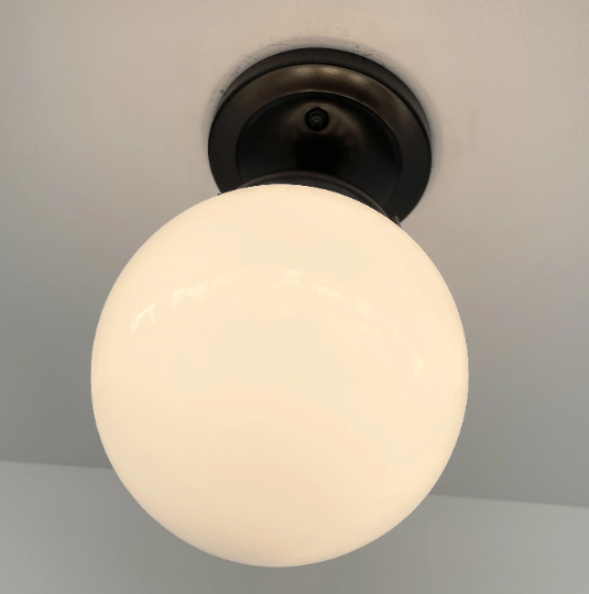 Milk Glass Globe Exposed Socket Ceiling Light | 6" or 8"