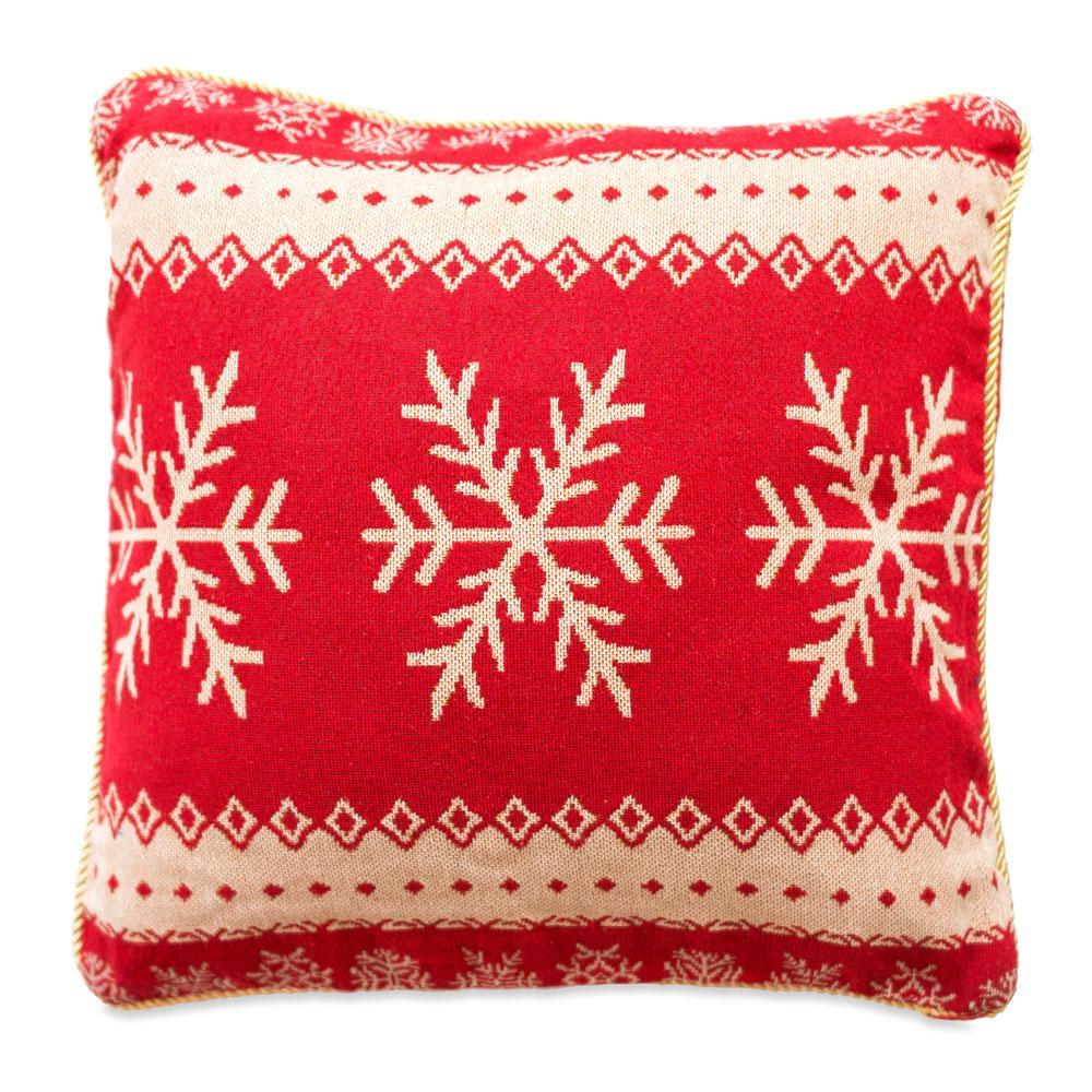 Set of 2 White Snowflakes on Red Christmas Throw Cushion Pillow Covers