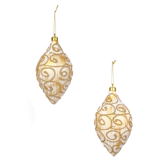 LARGE OLIVE WITH GOLD SPIRALS (2PCS)