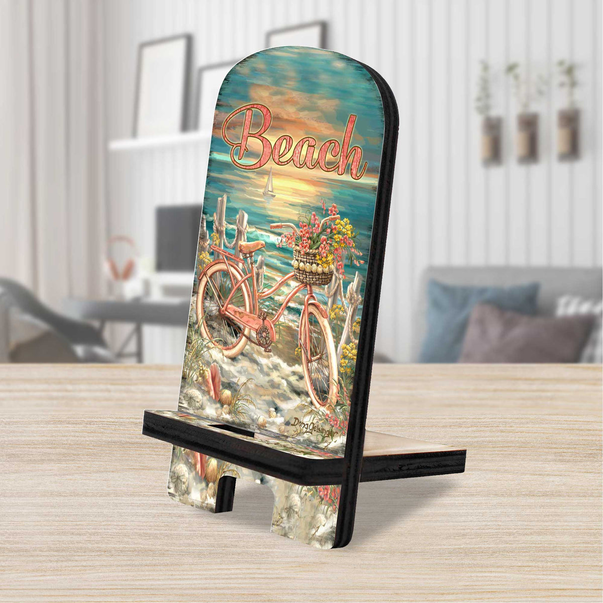 Bicycle by Sea Coastal Cell Phone Stand Wood Mobile Tablet Holder Charging Station Organizer - 892079-DG