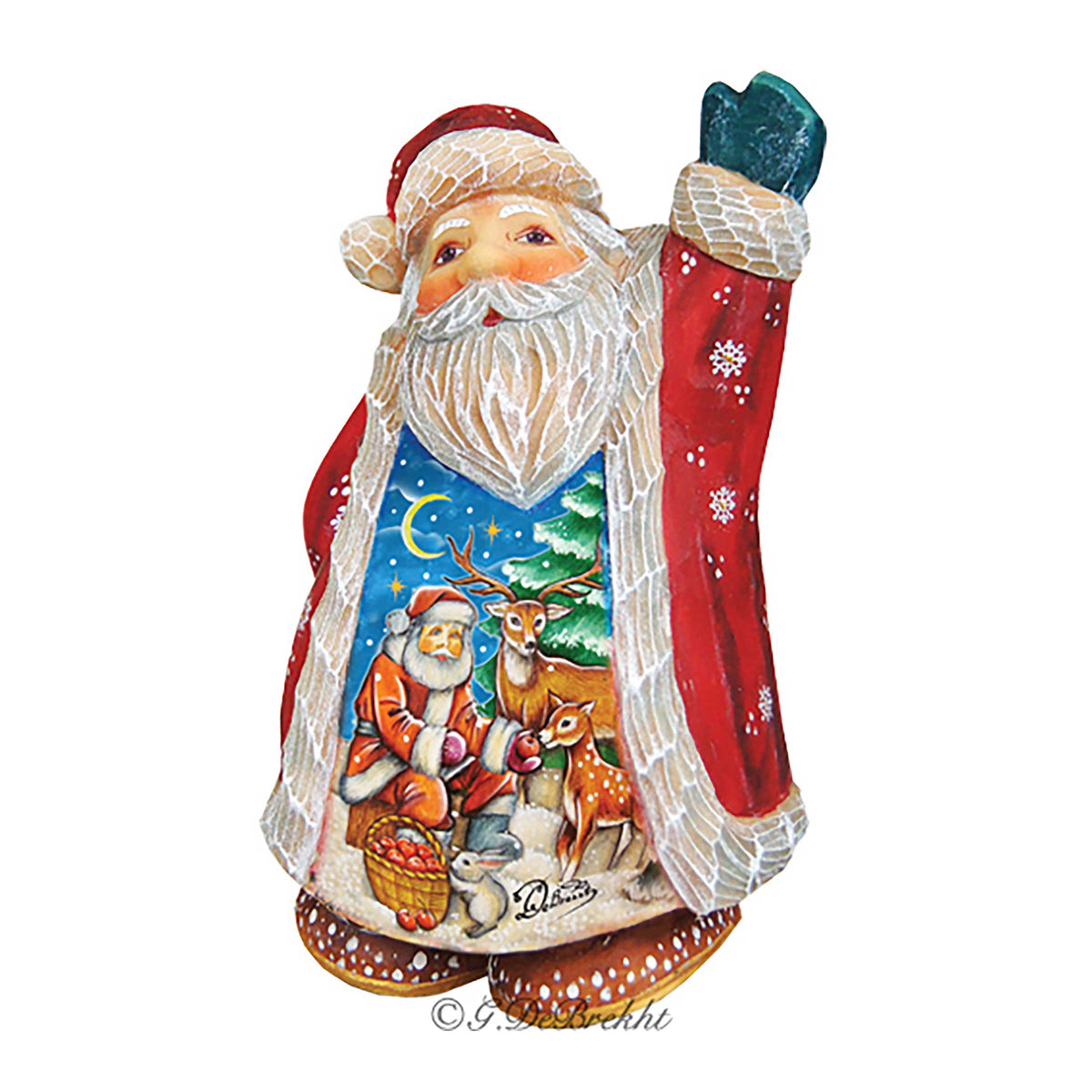 Deer Friend Santa Handcrafted Christmas Figurine - G. DeBrekht - Christmas Santa Snowman Decor - 5165124