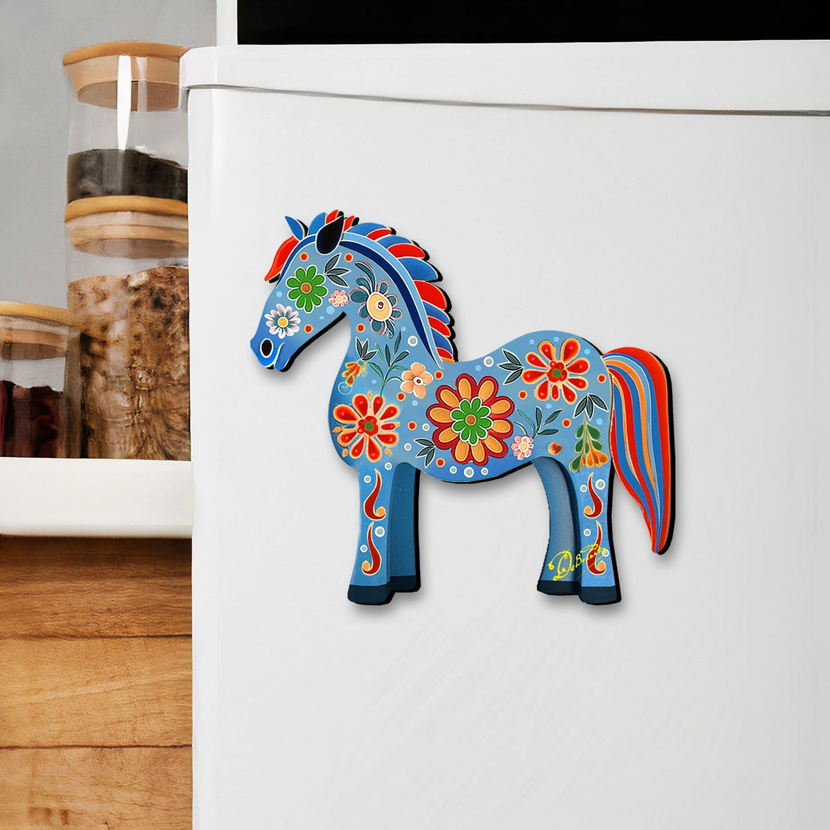 Danish Horses Decorative Eco Wood Magnets Set of 6 by G. Debrekht - Love Family Decor - 8090075G-S6