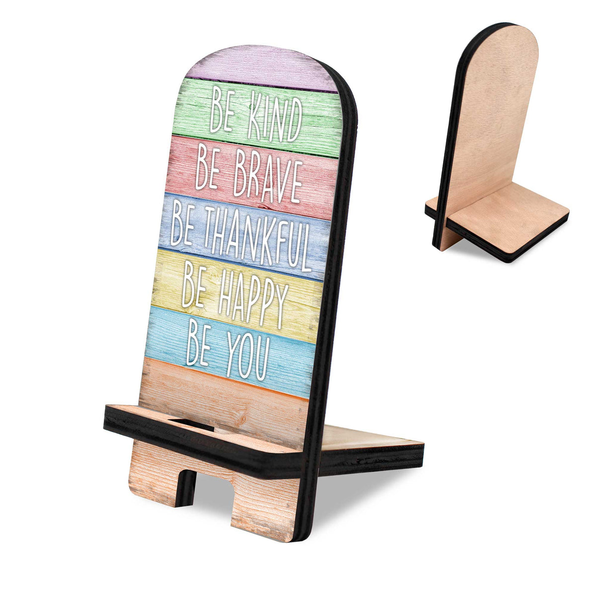 Be Kind, Be Brave Cell Phone Stand Family Decor Wood Mobile Tablet Holder Charging Station Organizer - 892070