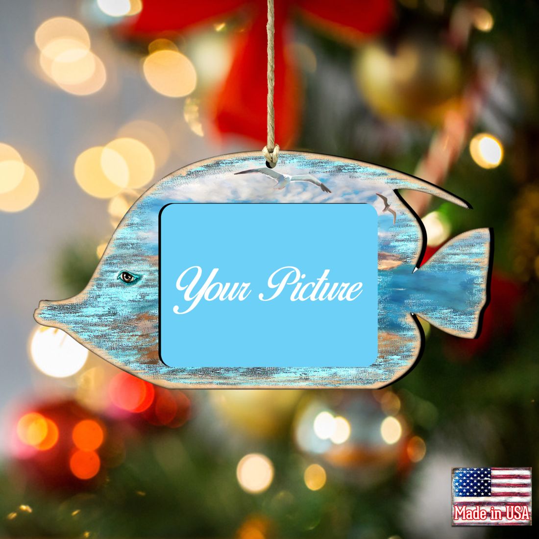 Tropical Fish Coastal Picture Frame Ornaments - Ornament for Photo - Coastal Holiday Decor - 8198527PF