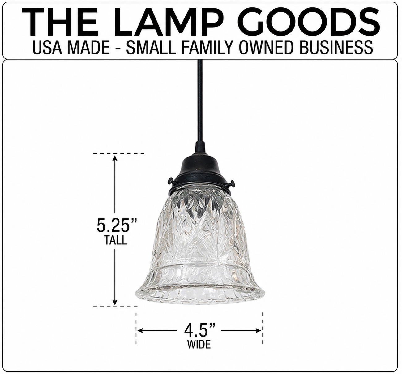 Clear Pressed 1950's Glass Pendant Light