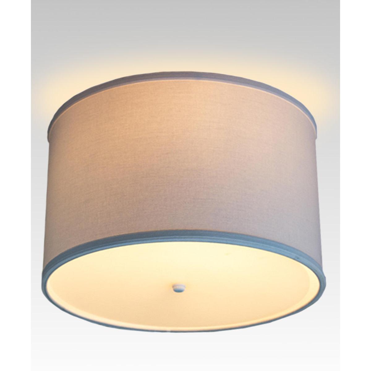 14"W Moderne Flush Mount Conversion Kit  White Fabric Drum Lampshade