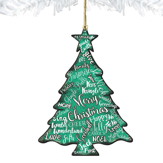 Merry Christmas Tree Wooden Ornaments - Tree Ornament by Nature Wonders - Christmas Decor - 8198112-2