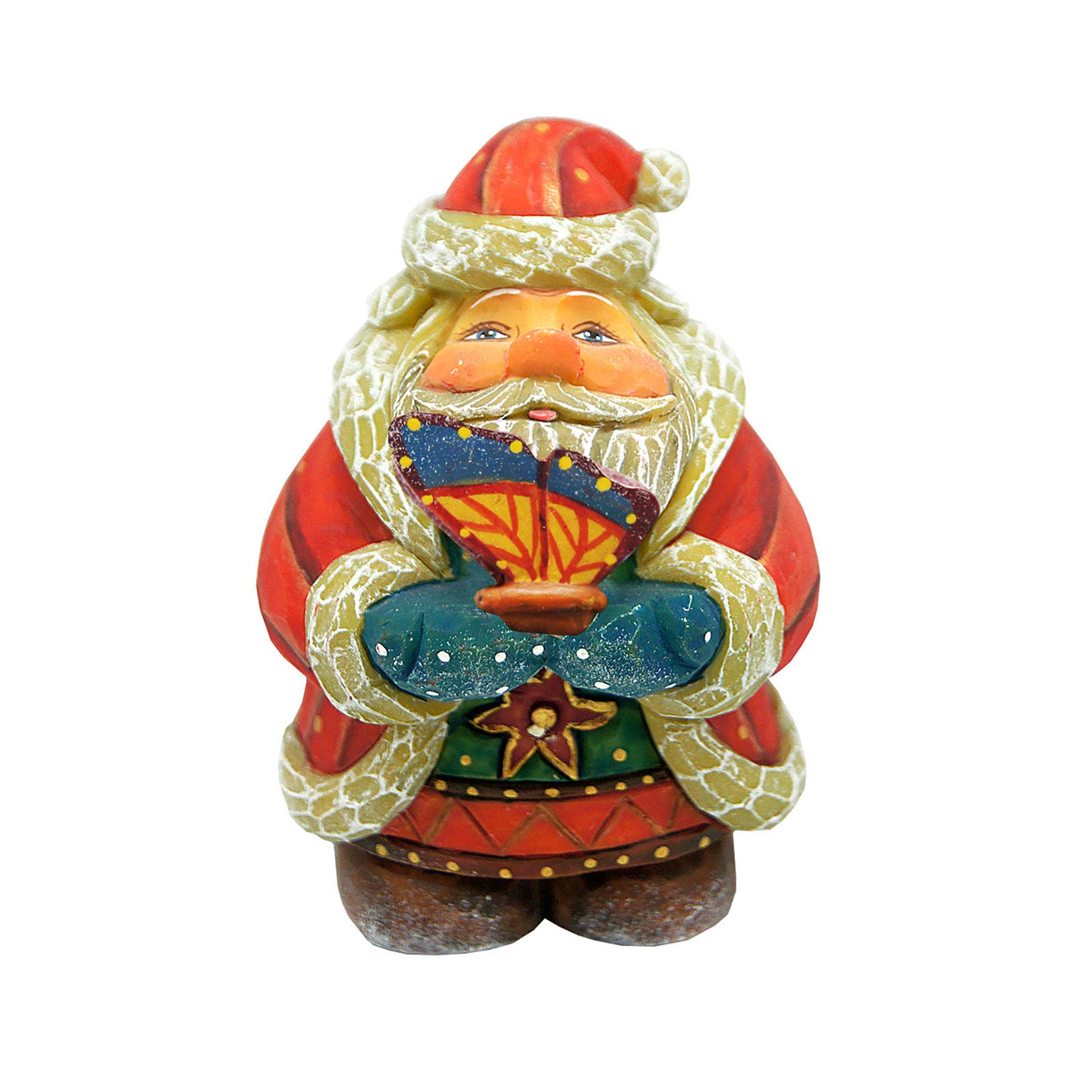 Butterfly Santa Gift Giver Handcrafted Christmas Figurine - G. DeBrekht Christmas Santa Snowman Decor - 517694