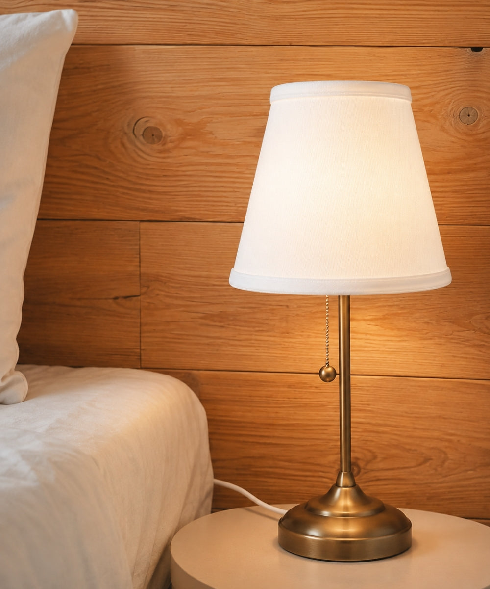 8"W x 7"H Empire Hardback White Linen Edison Clip-On Lampshade