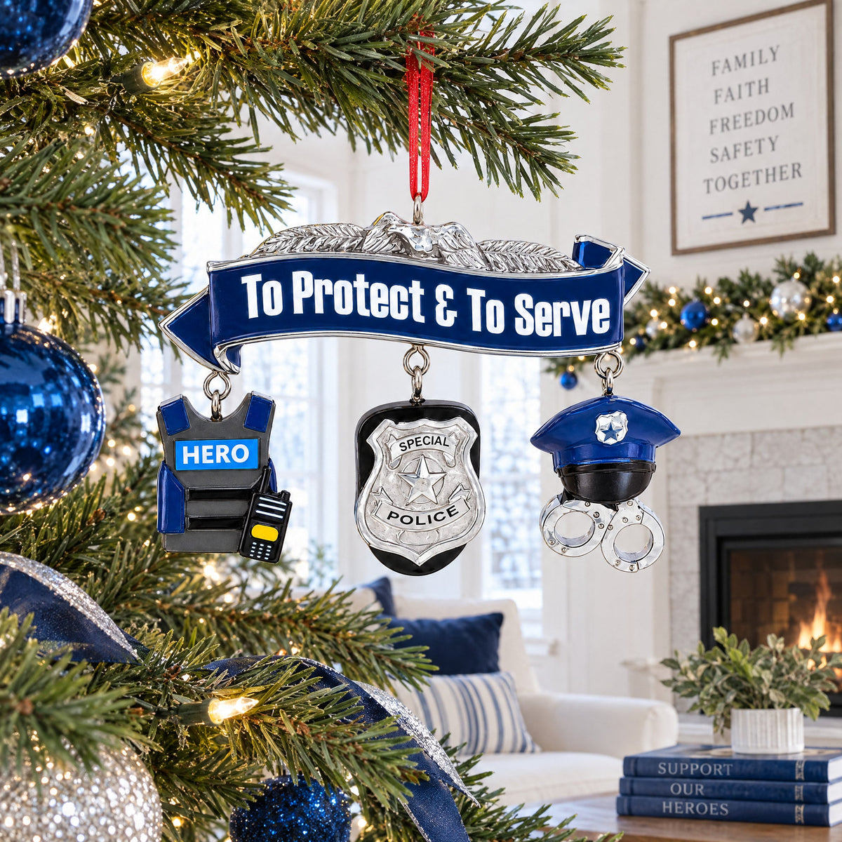Police Officer Badge Resin Christmas Ornament