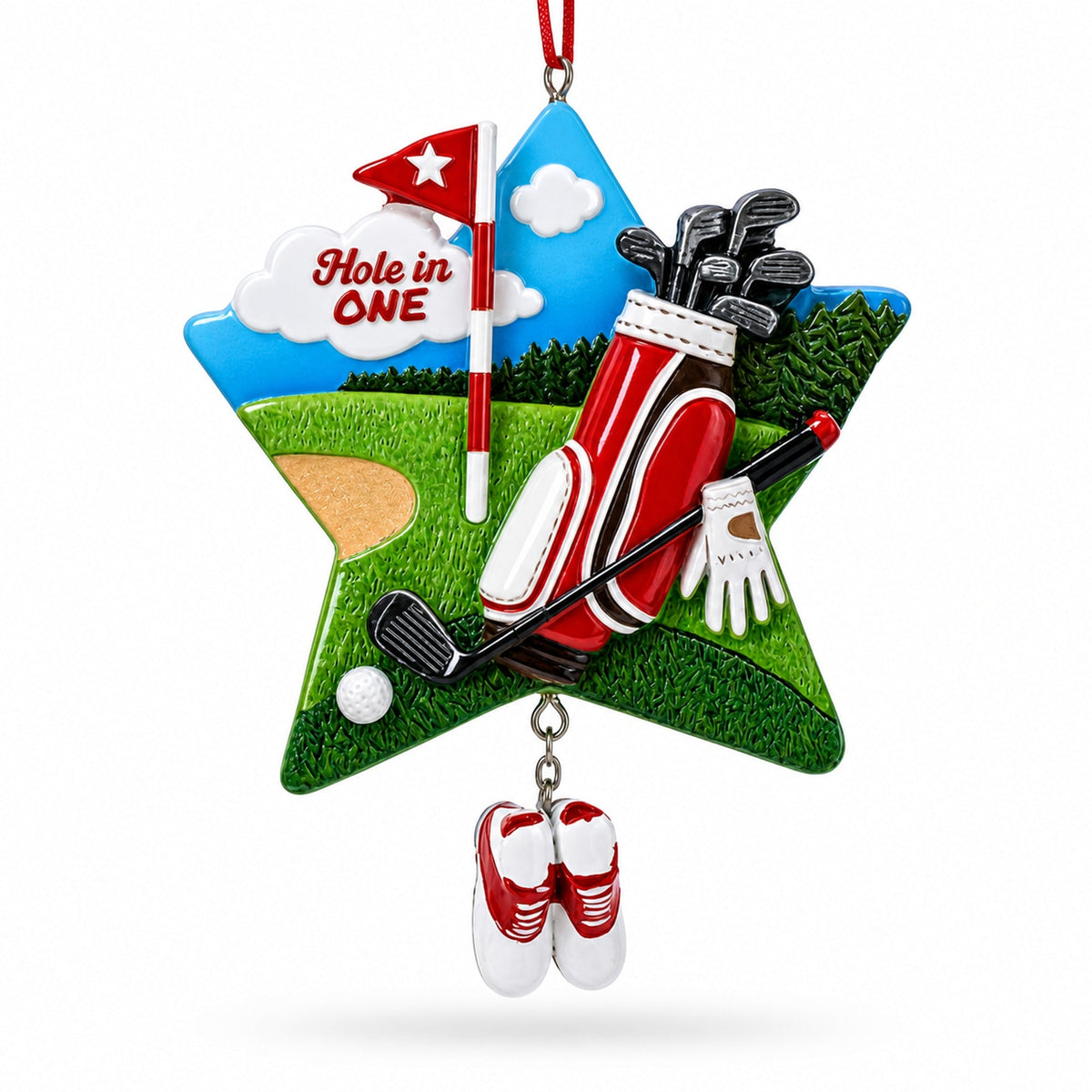 Golf Club Bag Putting Green Picture Frame Resin Christmas Ornamen