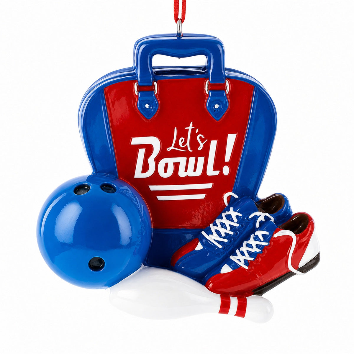 Let's Bowl Bowling Bag Pins Resin Christmas Ornament