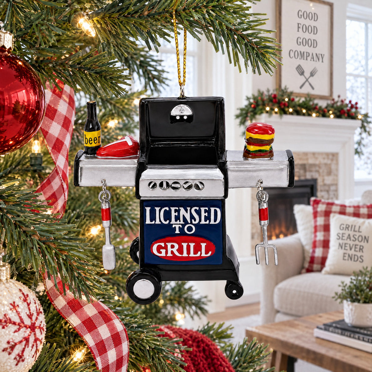 Licensed To Grill BBQ Grill Resin Christmas Ornament