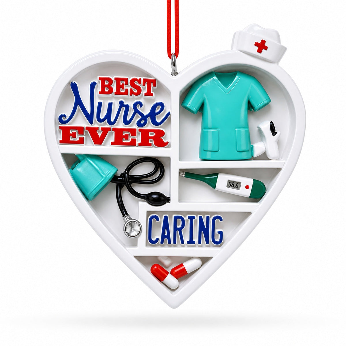 Best Nurse Ever Medical Heart Resin Christmas Ornament