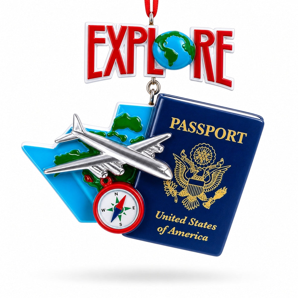 Travel The World USA Passport Resin Christmas Ornament