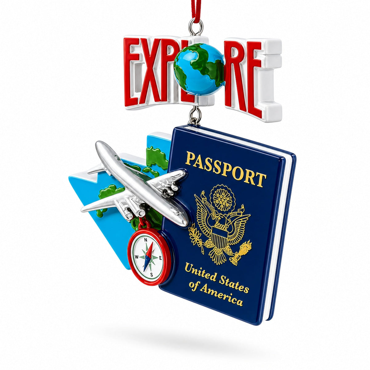 Travel The World USA Passport Resin Christmas Ornament