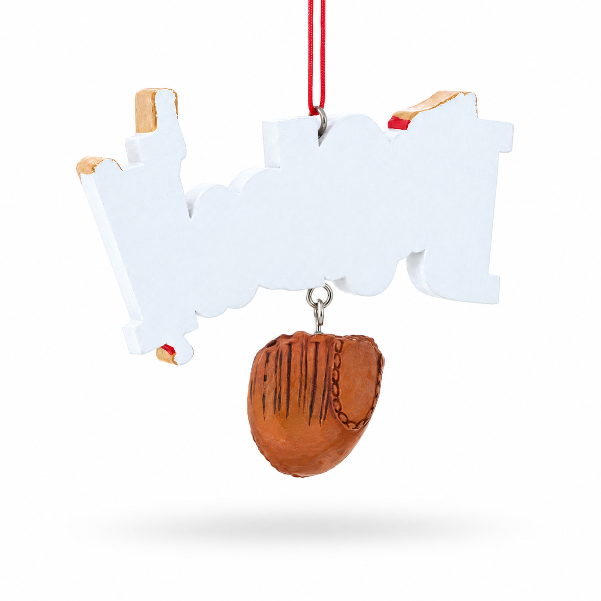 Baseball Word with Glove Bat Resin Christmas Ornament