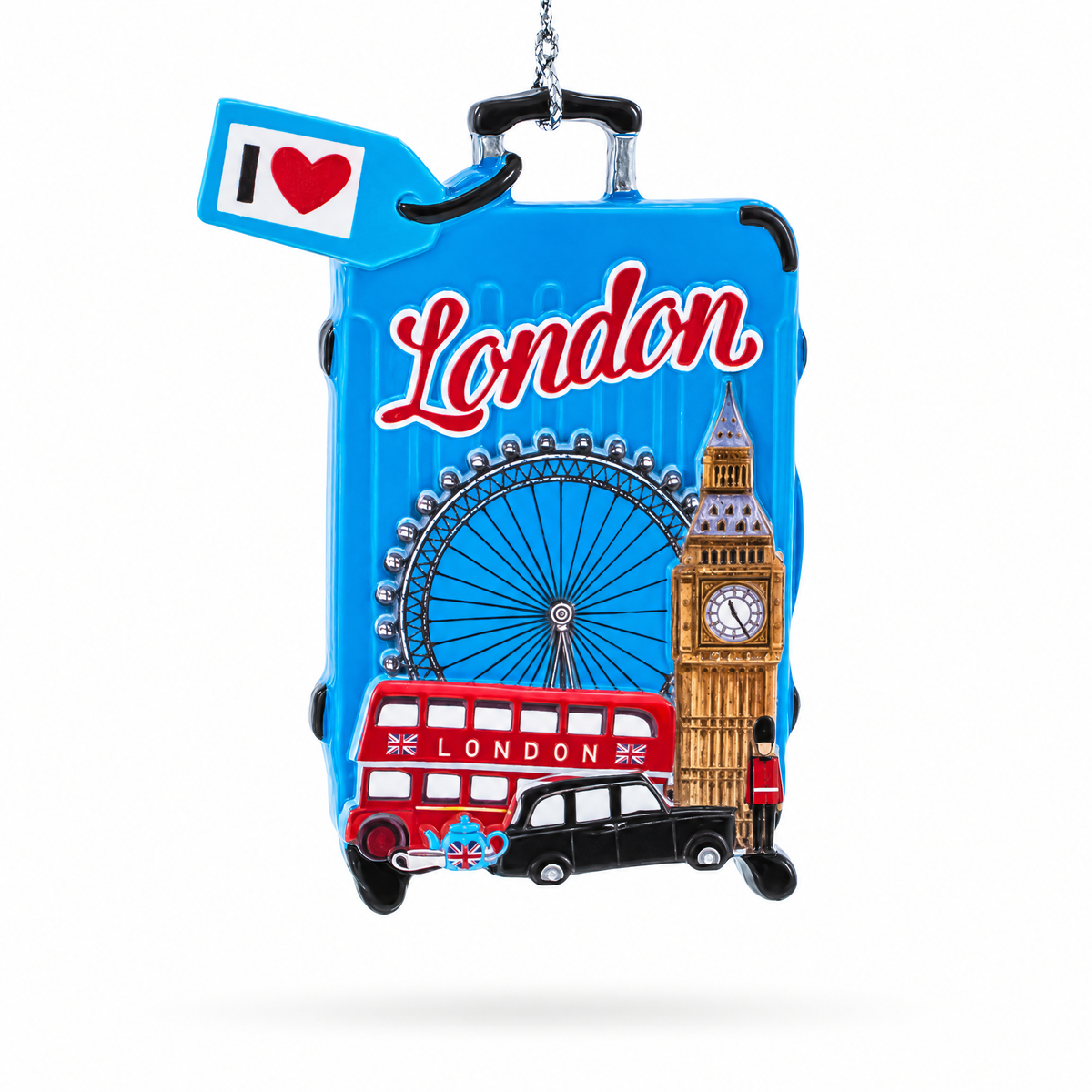 London Travel Souvenir Suitacase Luggage Big Ben Resin Christmas Ornament