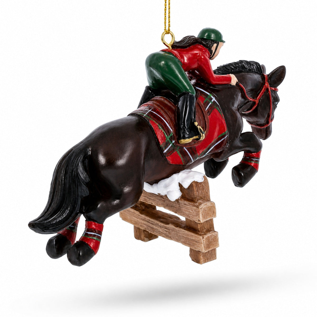 Equestrian Show Jumping Horse And Rider Resin Christmas Ornament
