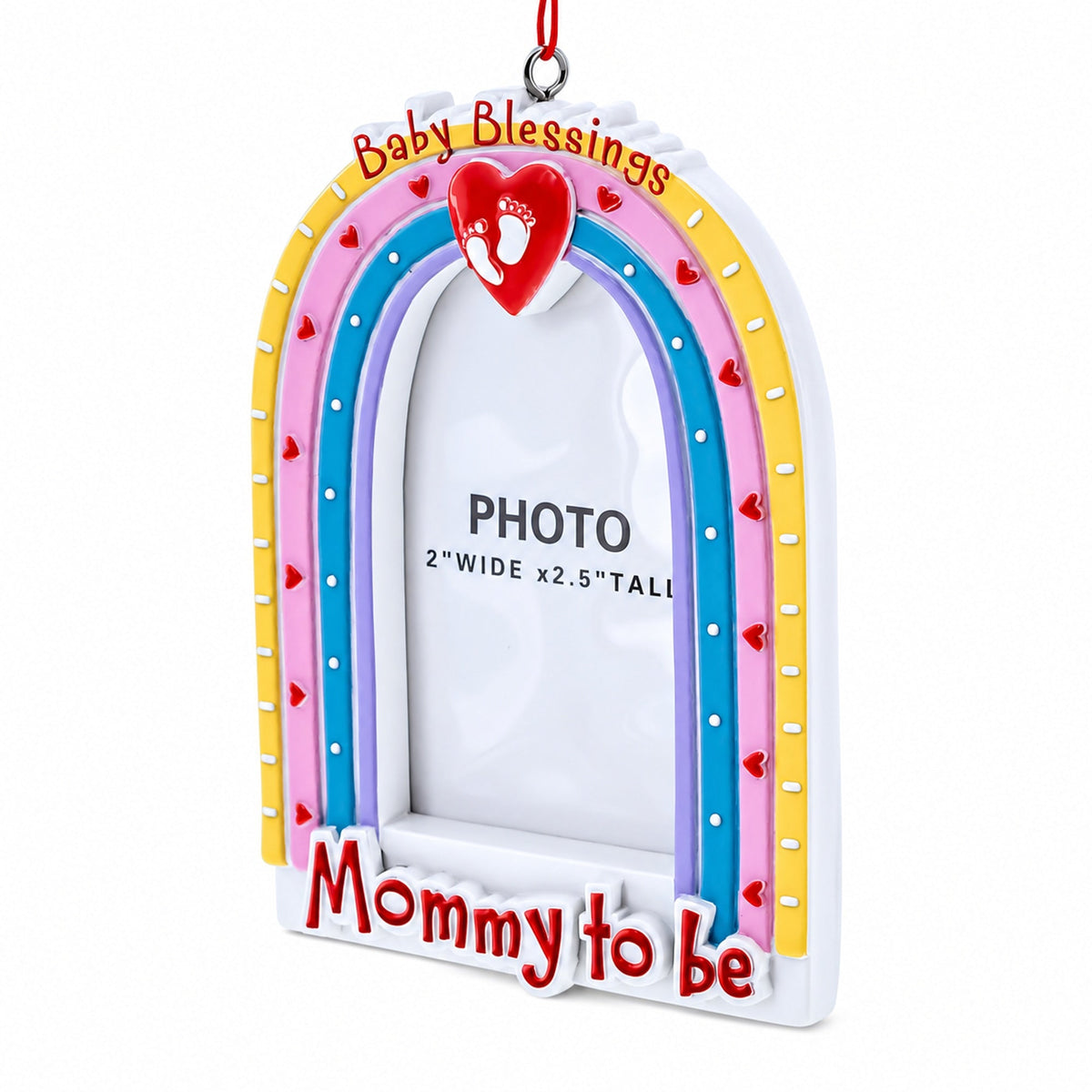Mommy To Be Rainbow Picture Frame Resin Christmas Ornament