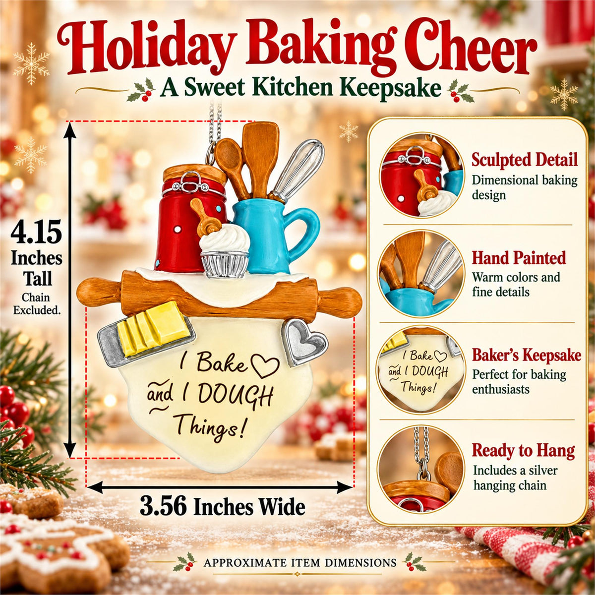 Baking Theme Rolling Pin I Dough Things Resin Christmas Ornament