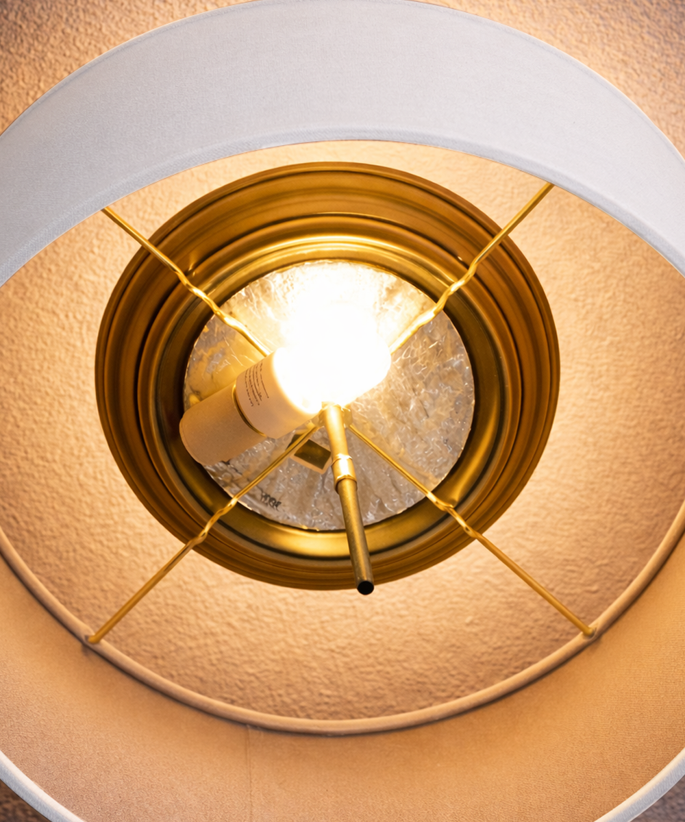 Moderne Flush Mount Conversion Kit 14"w White Hardback Drum Lampshade