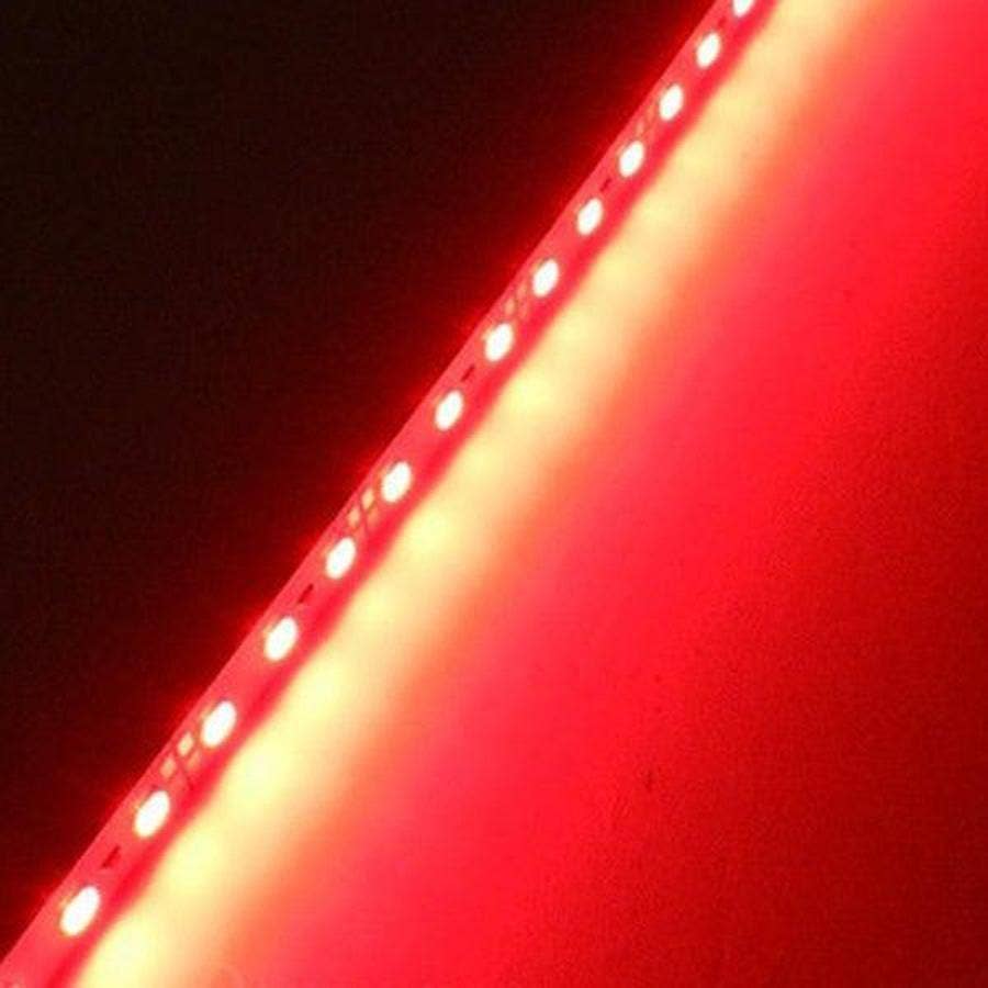 a red light strip with many small lights