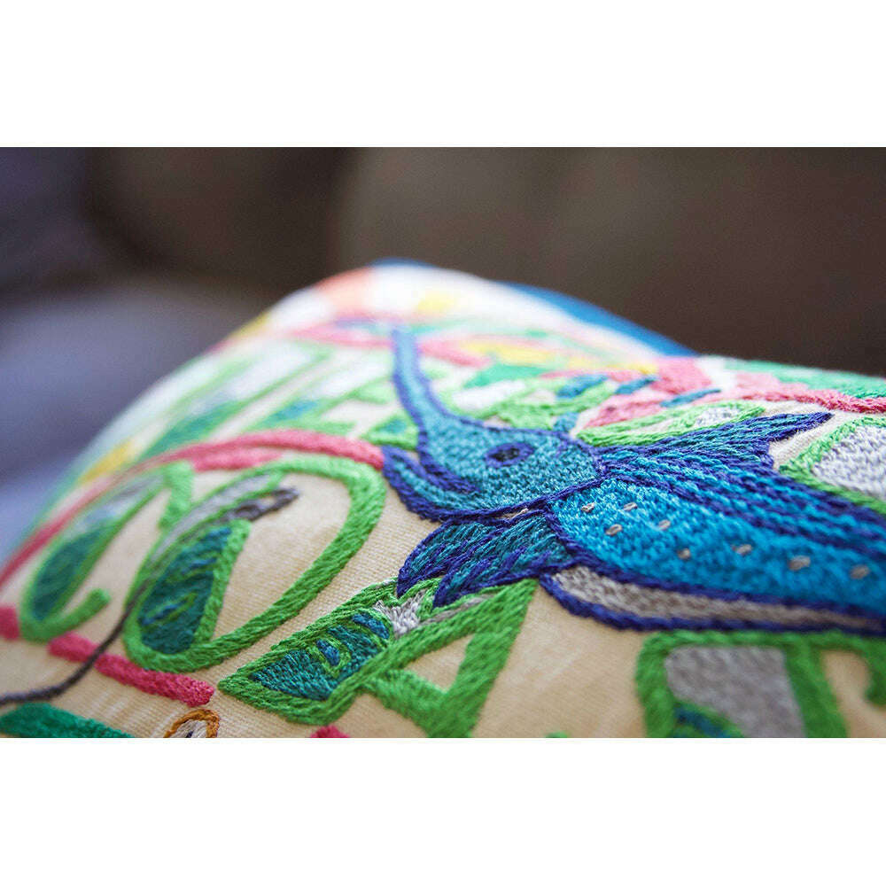 Emerald Coast Hand-Embroidered Pillow