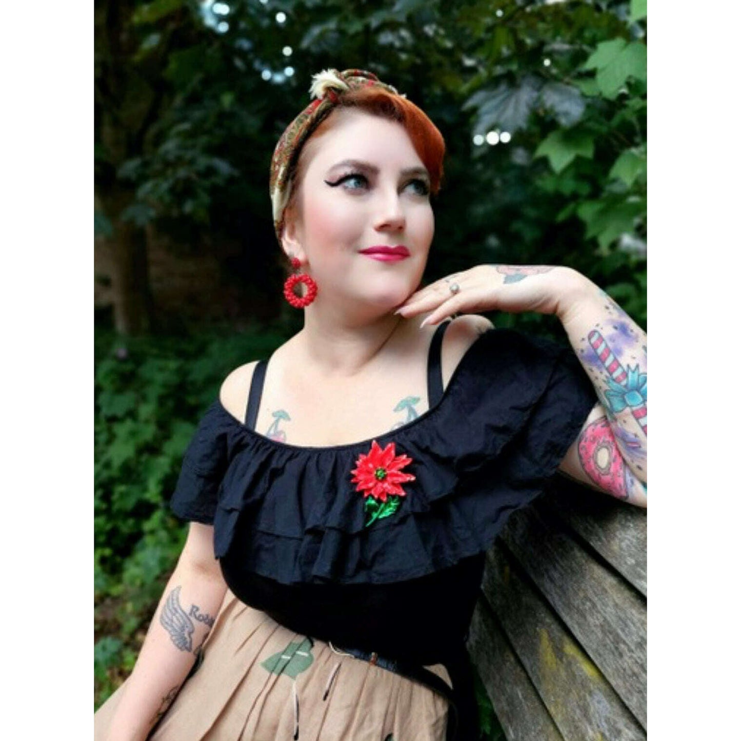 Enamel Poinsettia Statement Brooch by Lipstick & Chrome